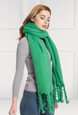 Grand Crafts Solid Blanket Scarf W/ Twisted Tassels Green