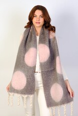 Grand Crafts Circle Patterned Blanket Scarf W/ Twisted Tassels Pink