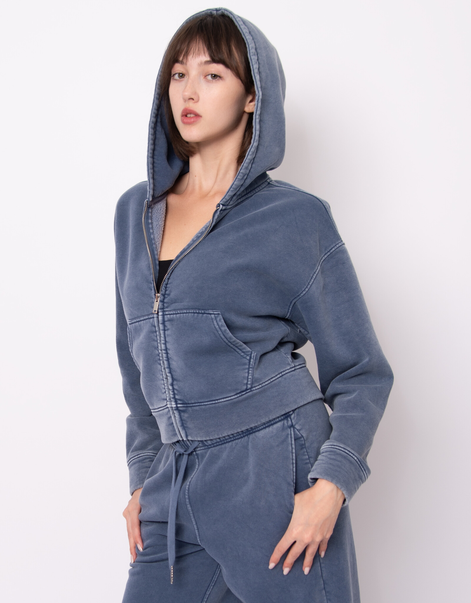 RD Style Haidelyn Mineral Wash Fleece Zipperd Hoody
