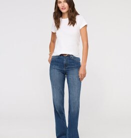 Duer Midweight Performance Denim High Rise Wide Leg - Blue Hudson