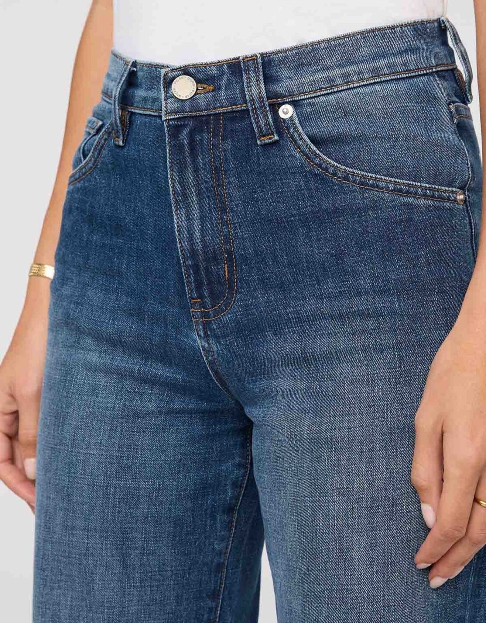 Duer Midweight Performance Denim High Rise Wide Leg - Blue Hudson