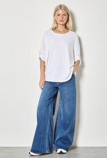 Apricot Waffle Crew Neck Btn Detail Top