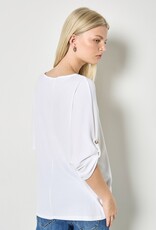 Apricot Waffle Crew Neck Btn Detail Top