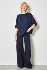 Apricot Waffle Crew Neck Btn Detail Top