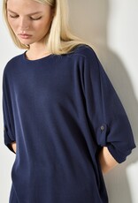 Apricot Waffle Crew Neck Btn Detail Top