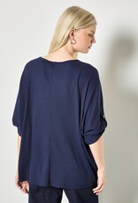 Apricot Waffle Crew Neck Btn Detail Top