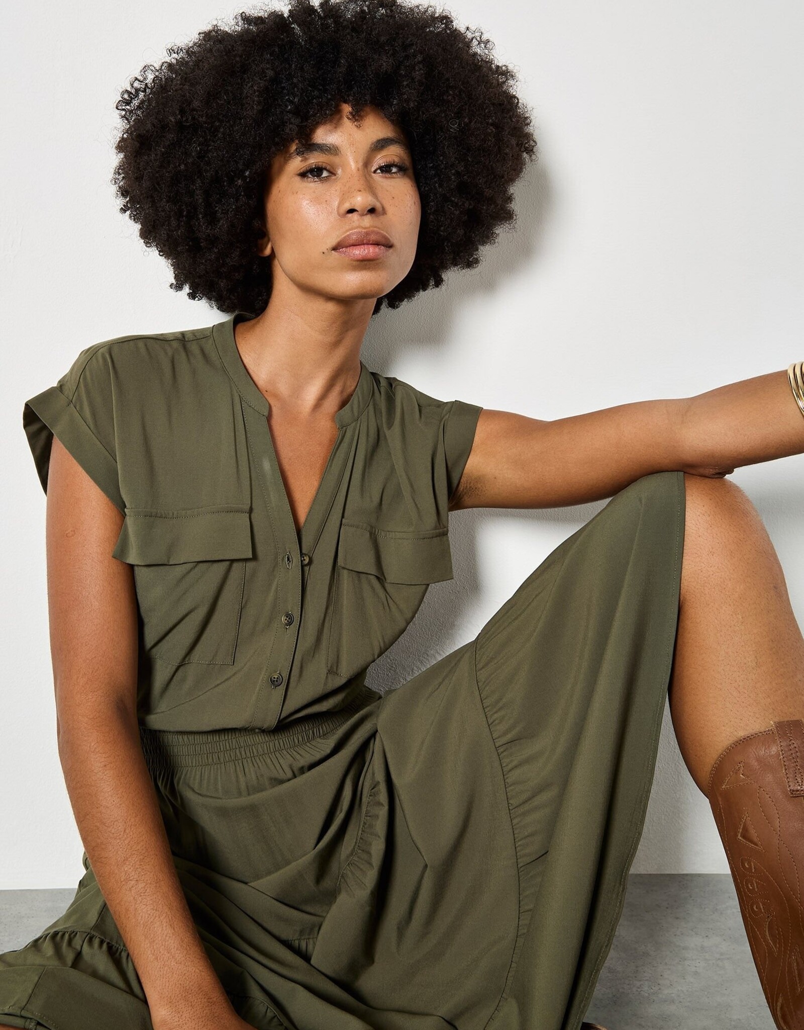 Apricot Tiered Utility Midaxi Dress