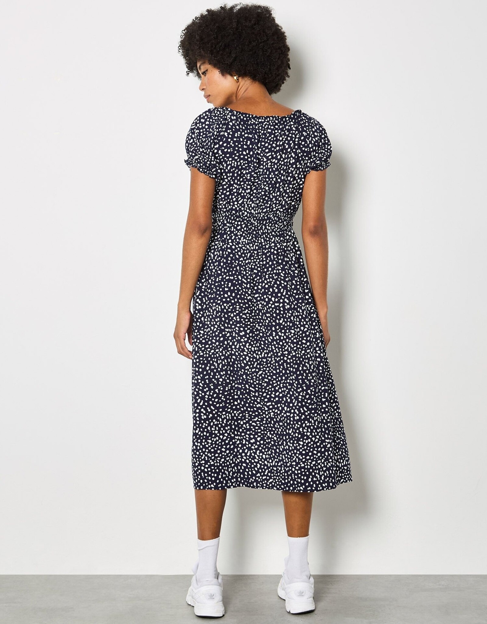Apricot Milkmaid Midi Spot Printed Dress