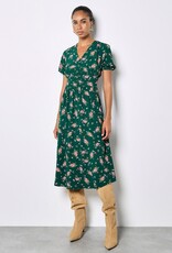 Apricot Milkmaid Pleated Waist Midi Dress