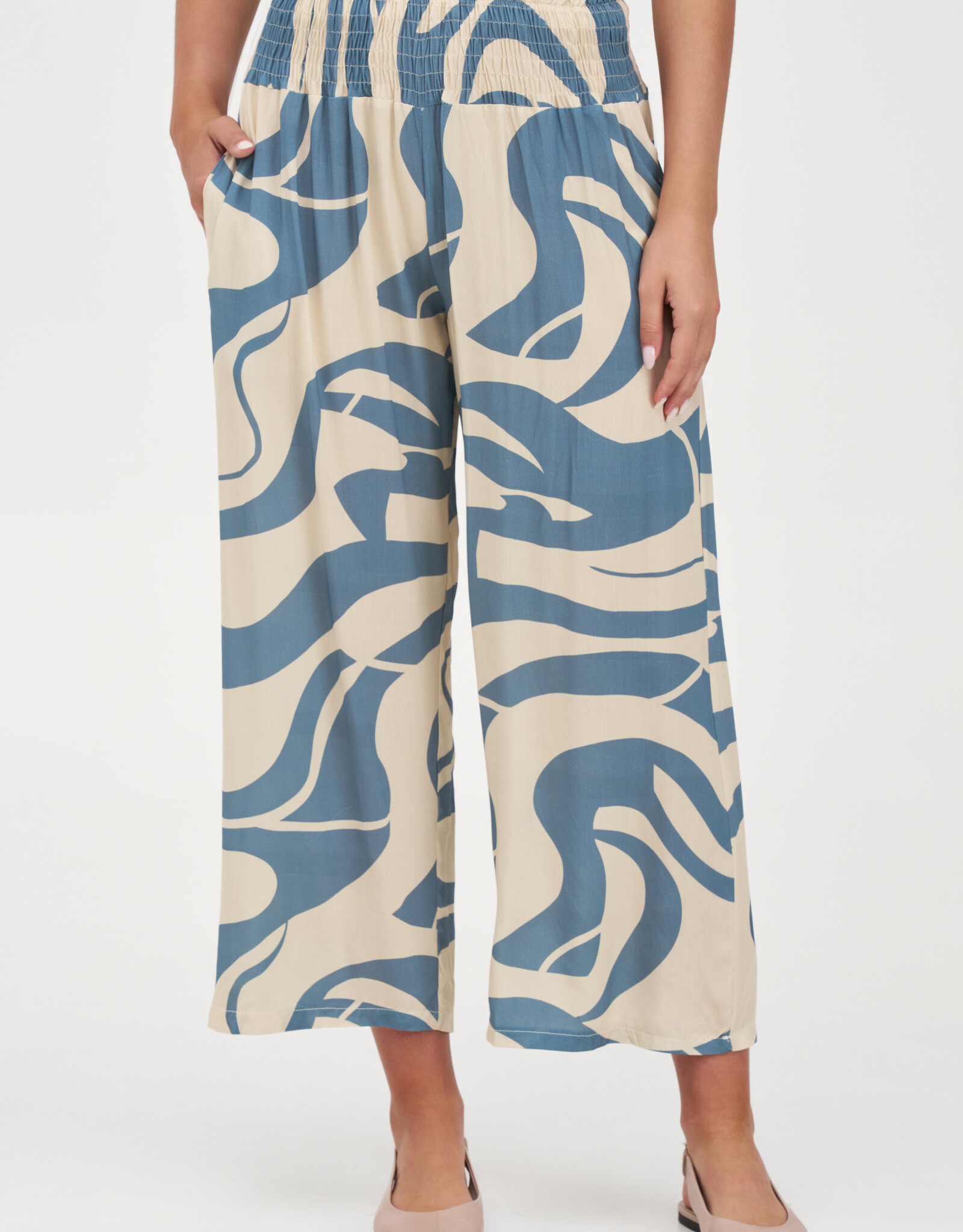 M Made in Italy Printed Loose Cropped Pant
