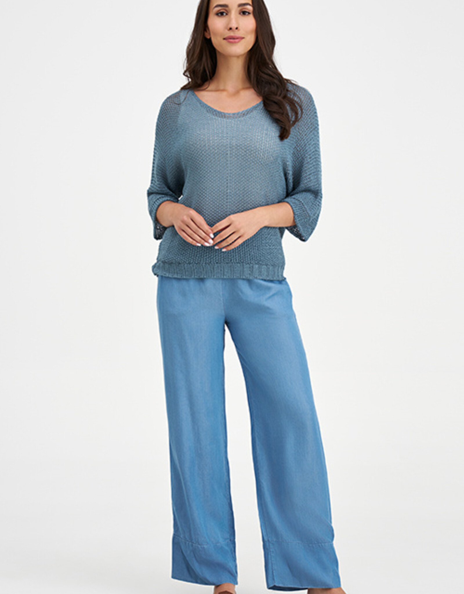 M Made in Italy Mesh 3/4 Sleeve Sweater