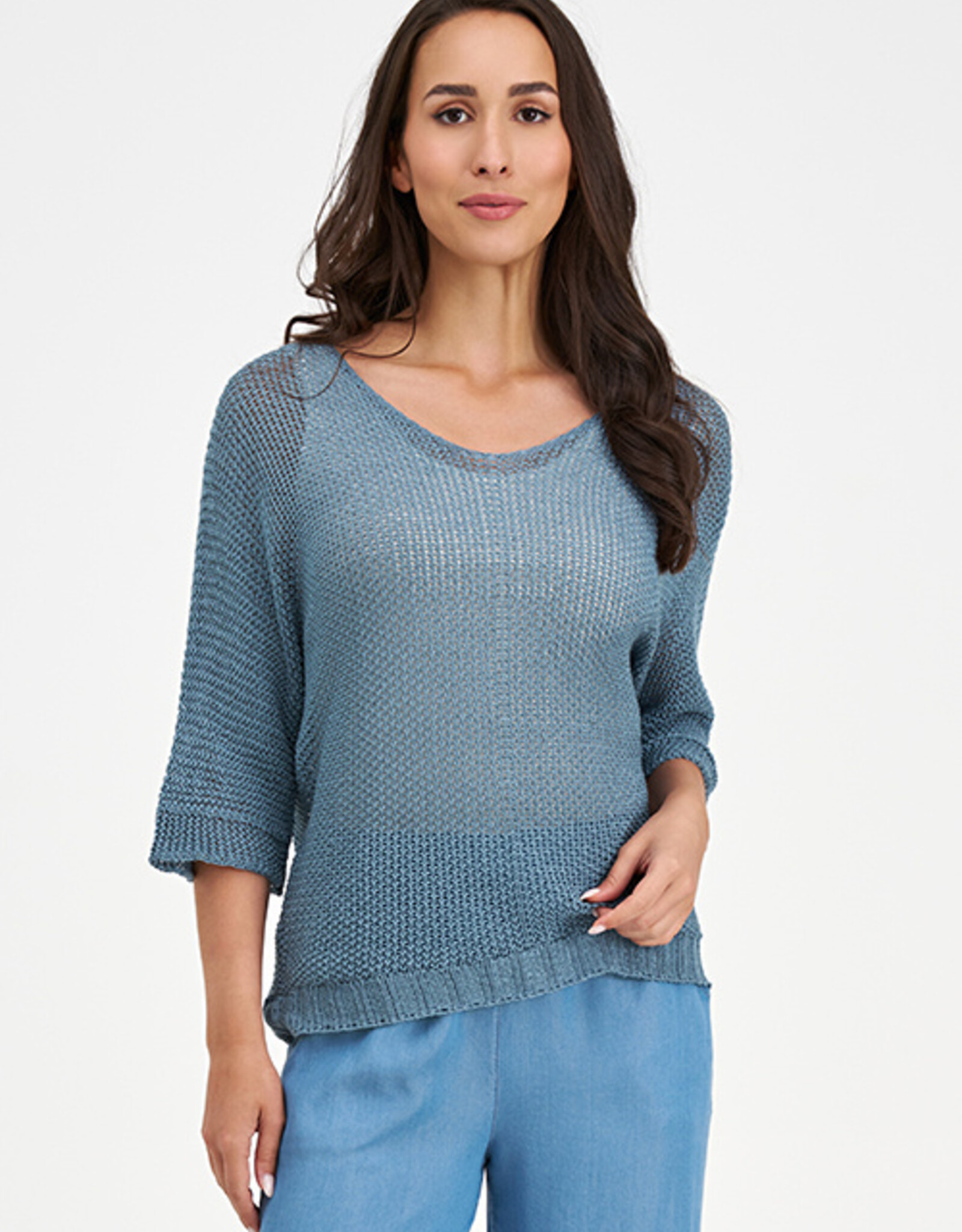 M Made in Italy Mesh 3/4 Sleeve Sweater