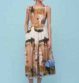 Apricot Landscape Print Dress