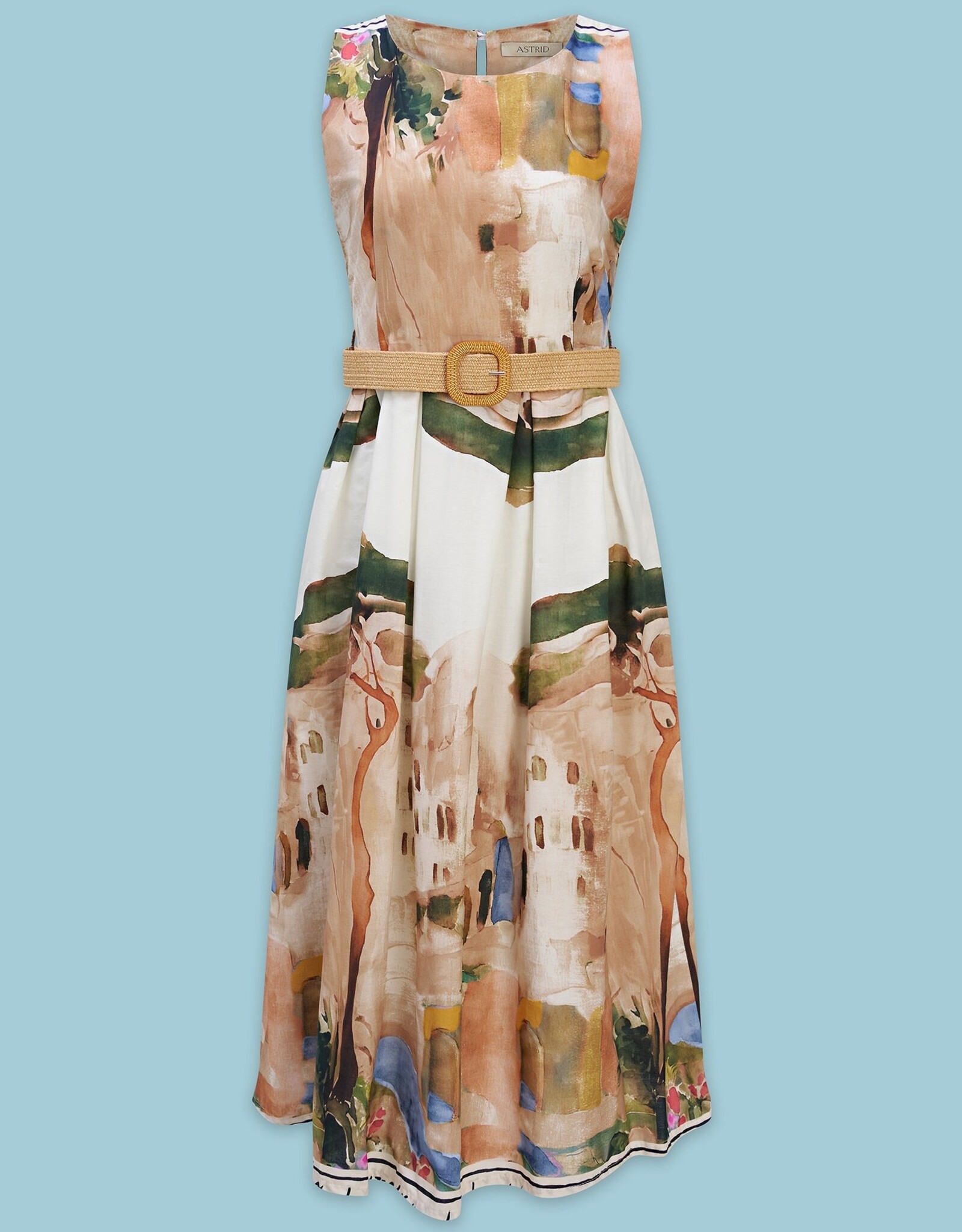 Apricot Landscape Print Dress
