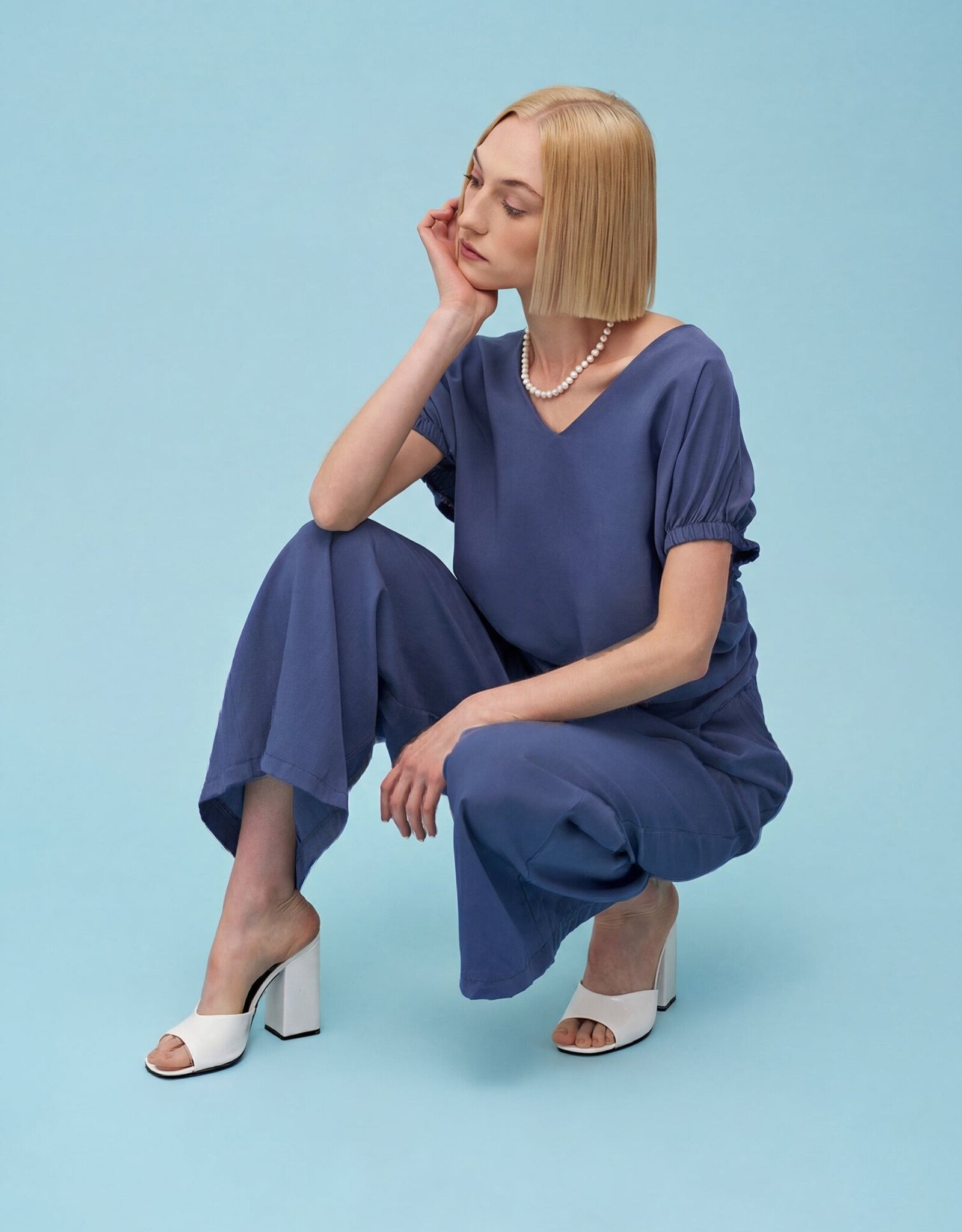 Apricot Elastic Trim Sleeve Top