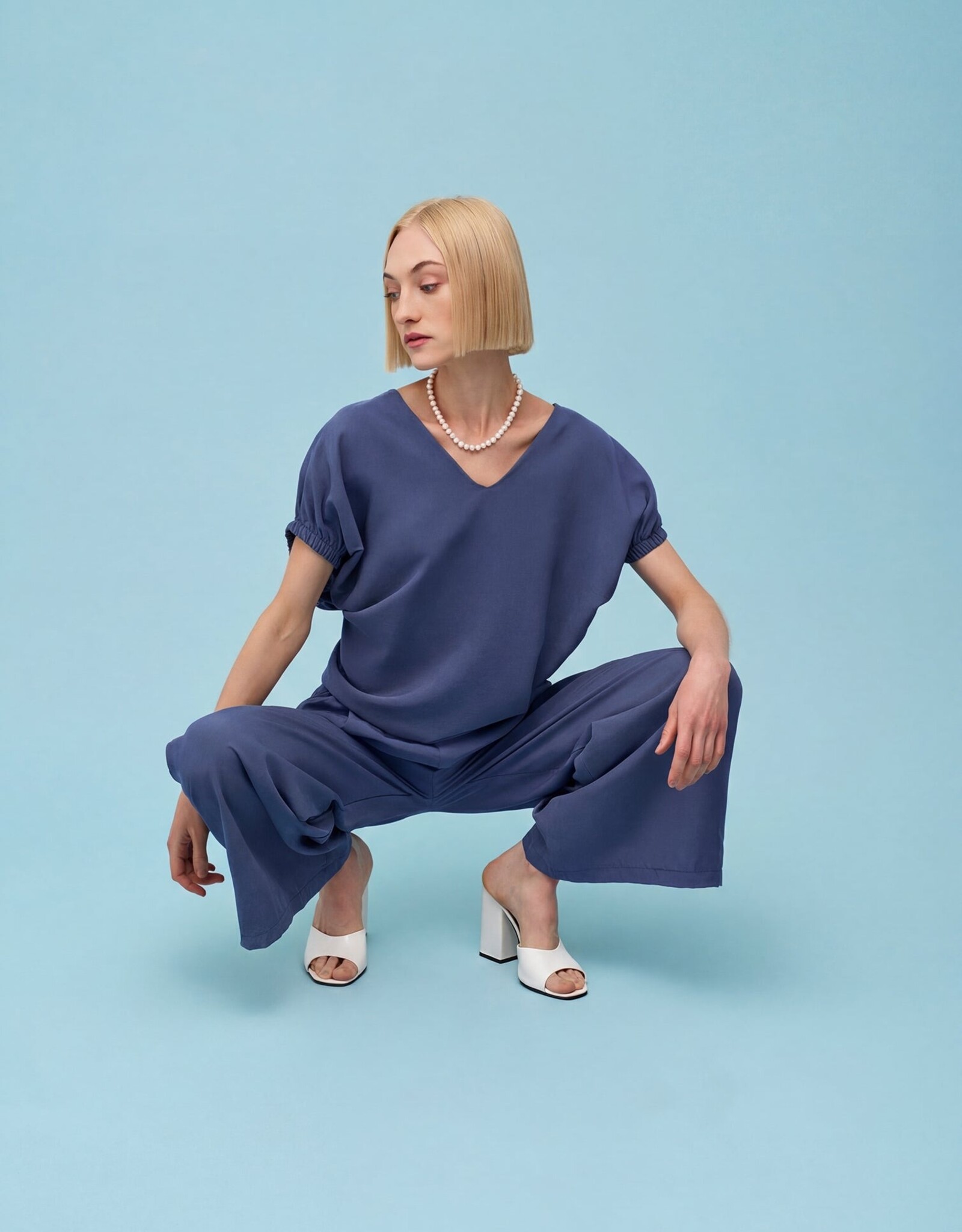 Apricot Elastic Trim Sleeve Top