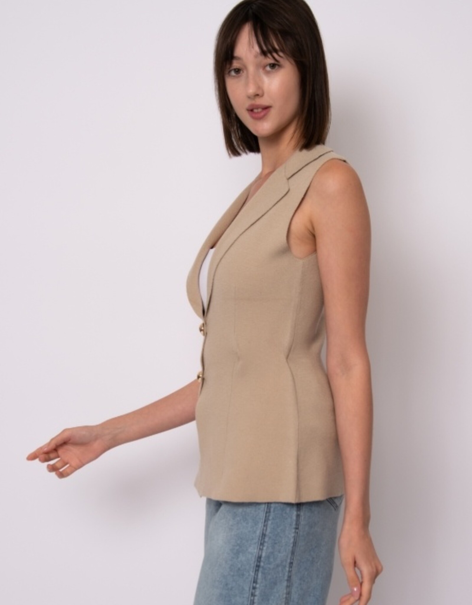 RD Style Malhalia Sleeveless Lapel Vest
