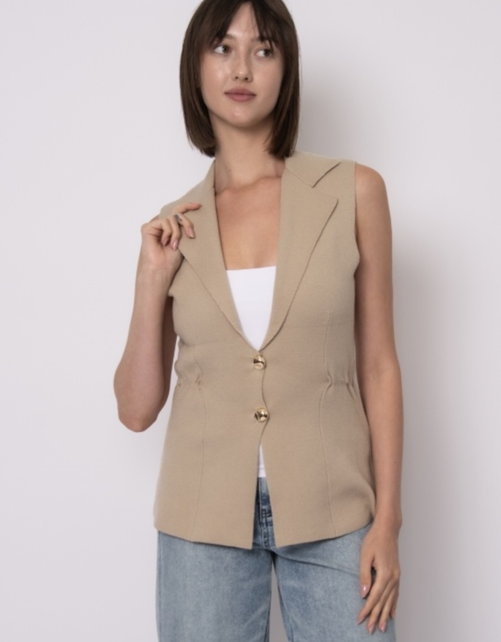 RD Style Malhalia Sleeveless Lapel Vest