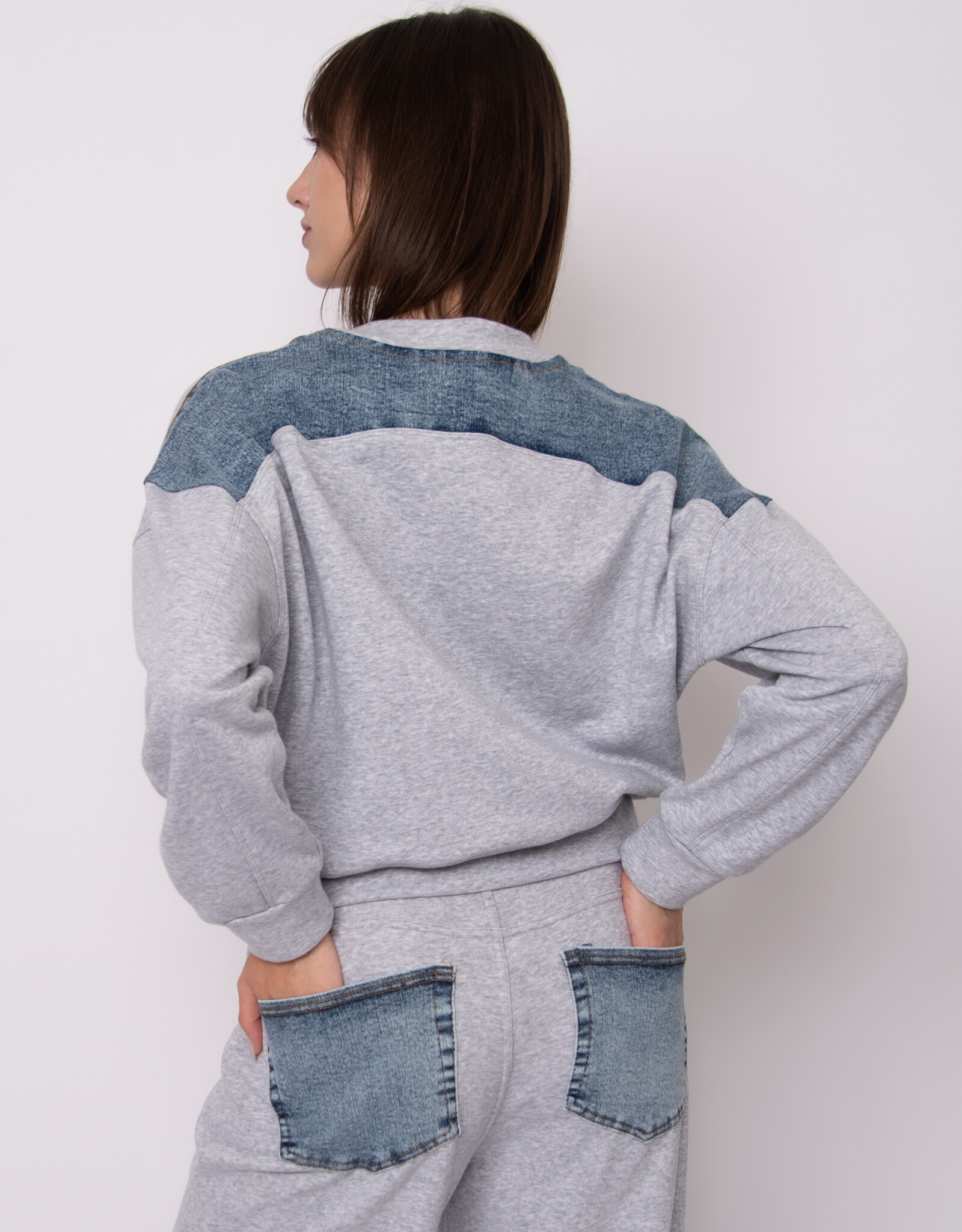 RD Style Lucie French Terry w Denim LS Pullover