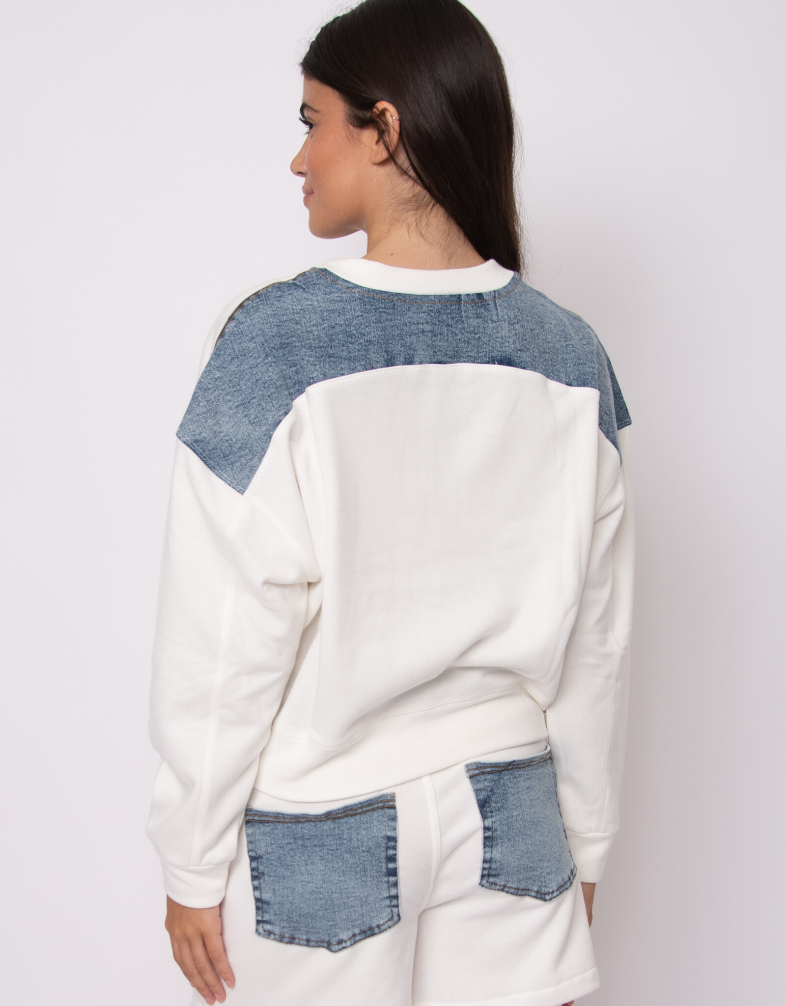 RD Style Lucie French Terry w Denim LS Pullover