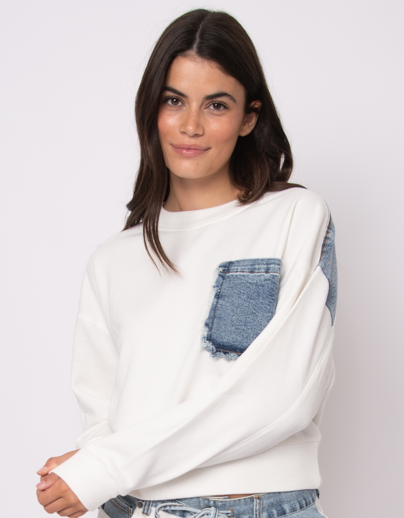 RD Style Lucie French Terry w Denim LS Pullover