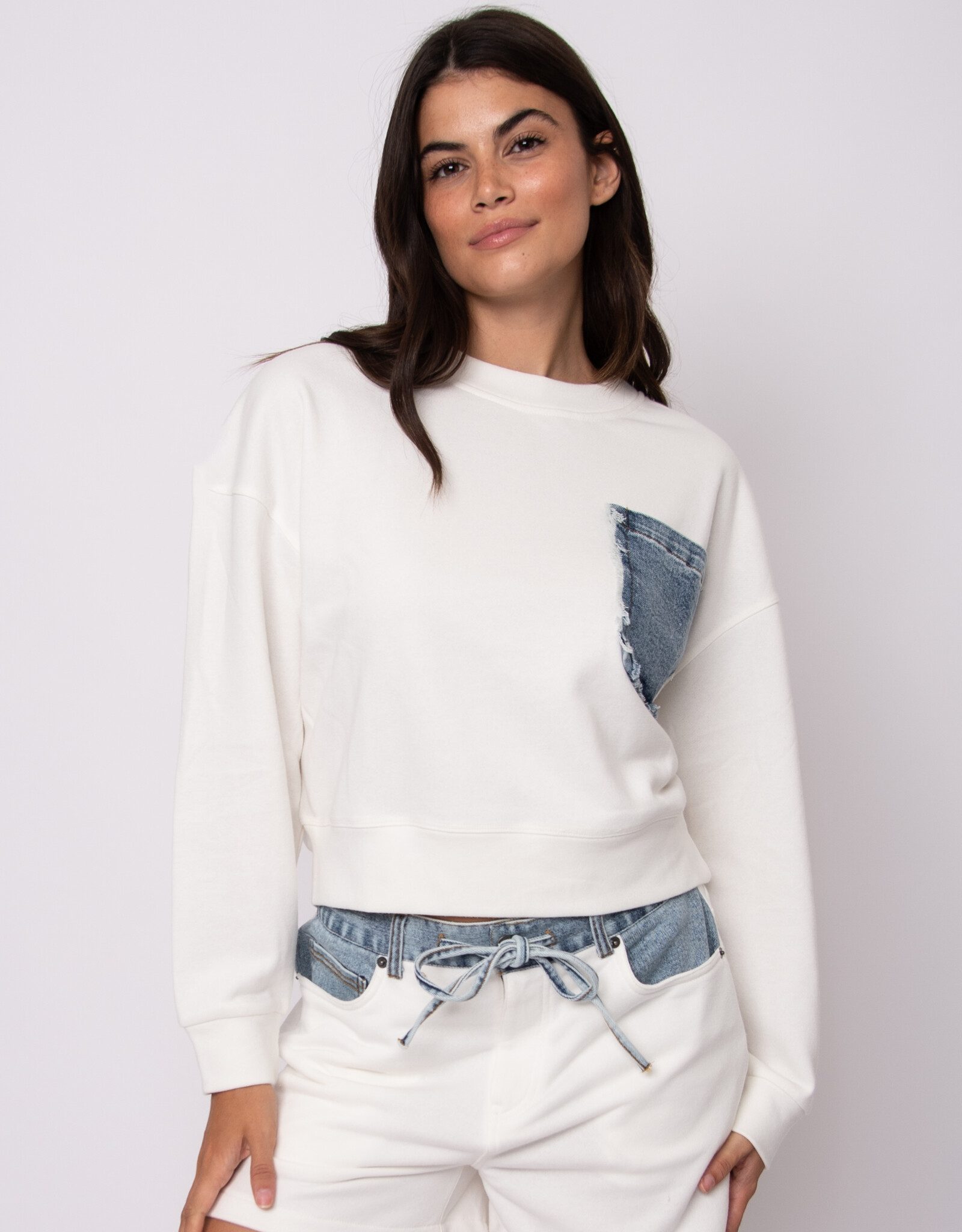 RD Style Lucie French Terry w Denim LS Pullover