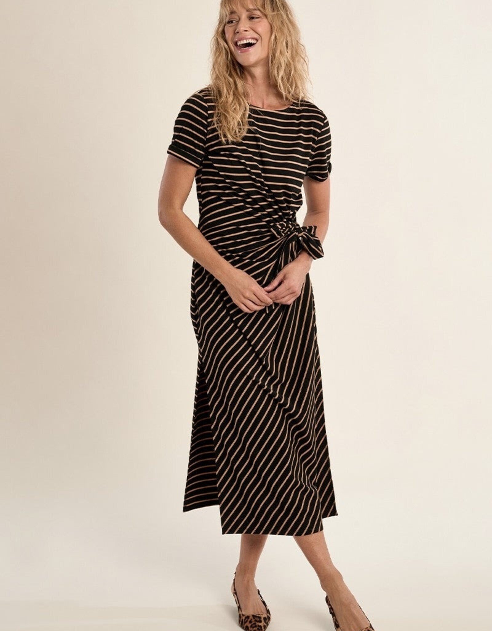 Molly Bracken Striped Wrap Dress Long