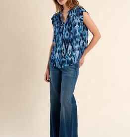 Molly Bracken Printed Henley Blouse