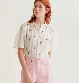 Compania Fantastica White Cherries Embroidery Blouse