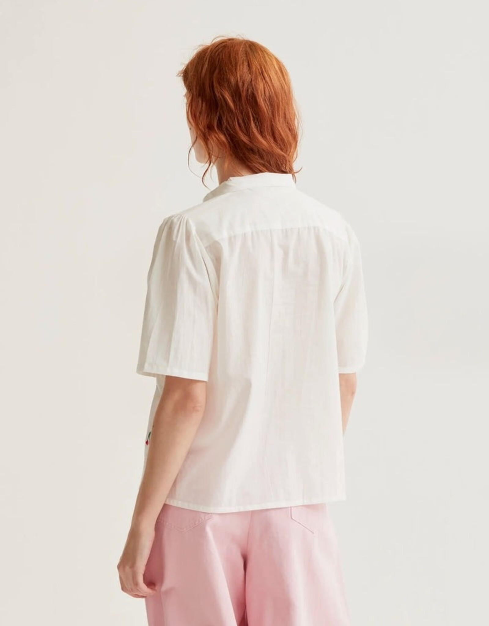 Compania Fantastica White Cherries Embroidery Blouse