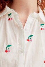 Compania Fantastica White Cherries Embroidery Blouse