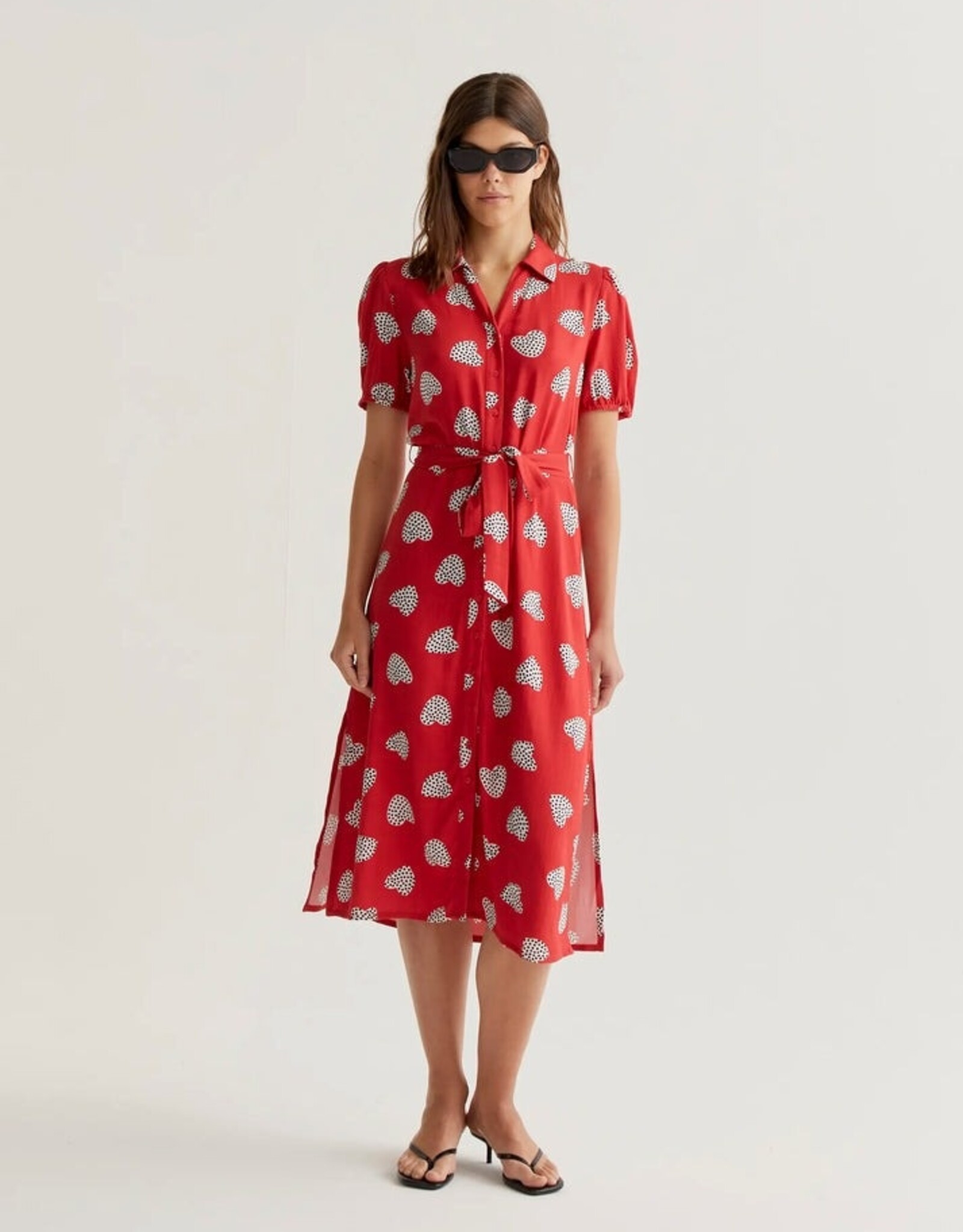 Compania Fantastica Harmony Hearts Print Red Dress