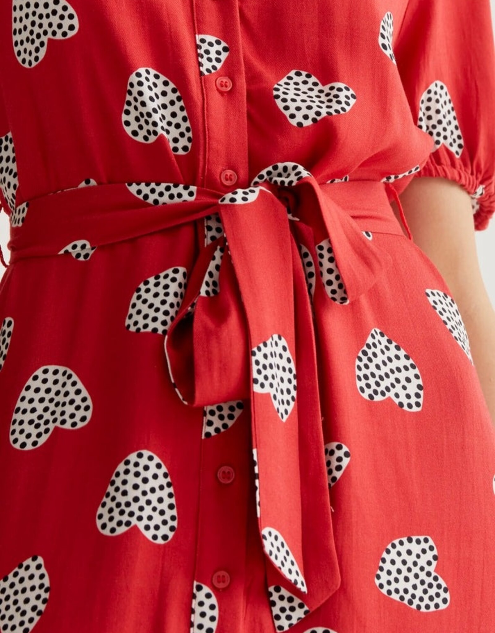 Compania Fantastica Harmony Hearts Print Red Dress