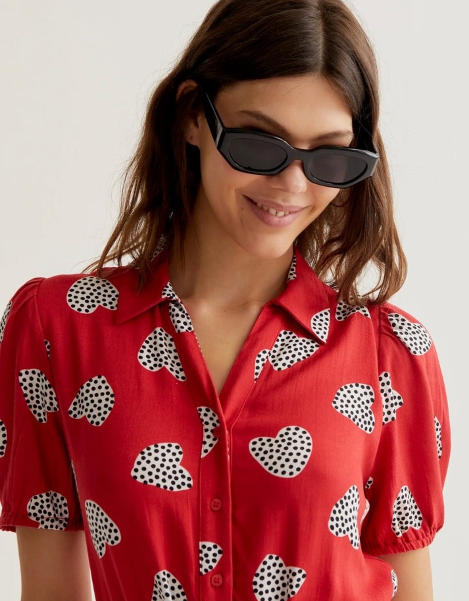 Compania Fantastica Harmony Hearts Print Red Dress