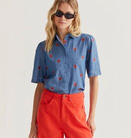 Compania Fantastica Chambray Orange Hearts Shirt