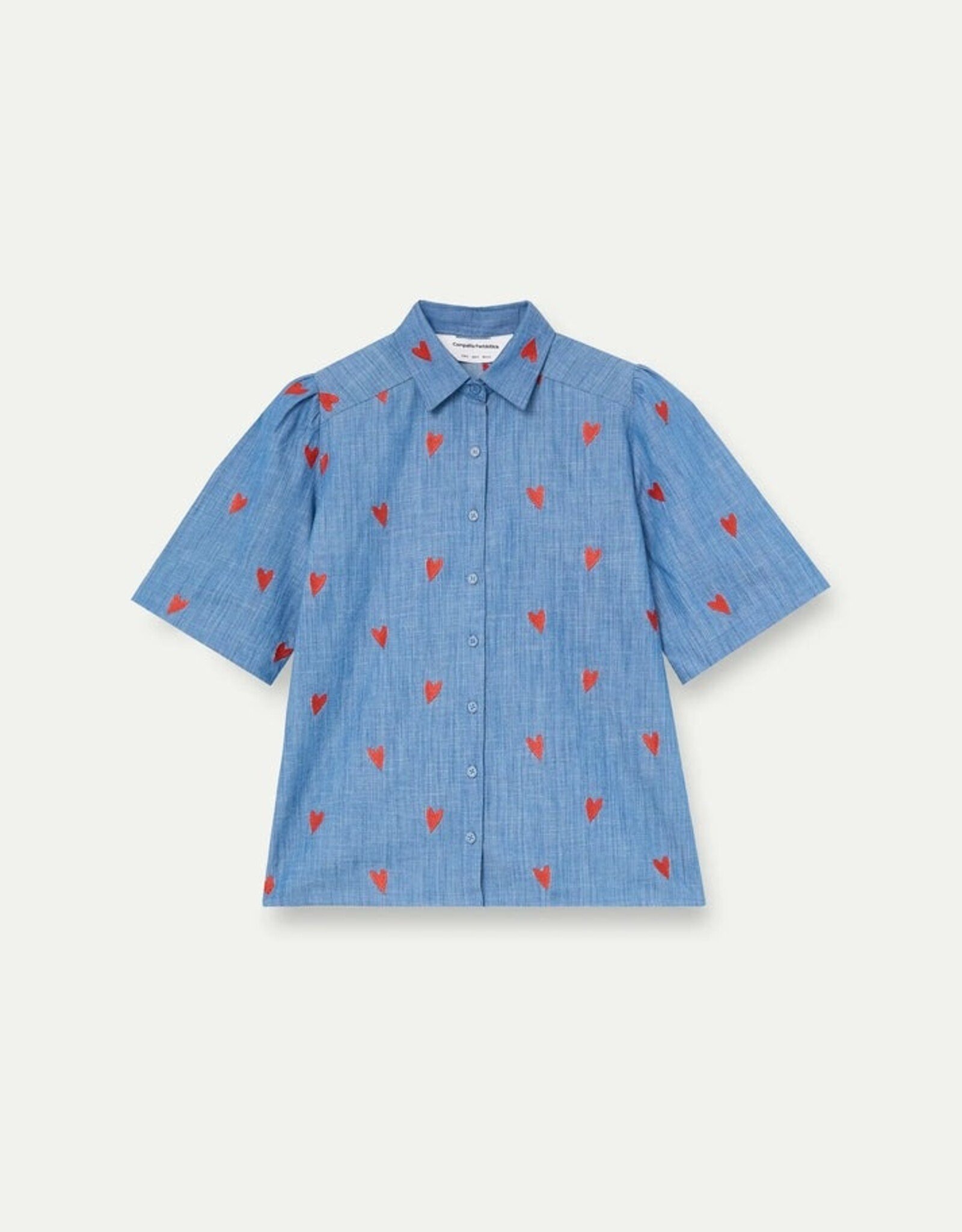 Compania Fantastica Chambray Orange Hearts Shirt