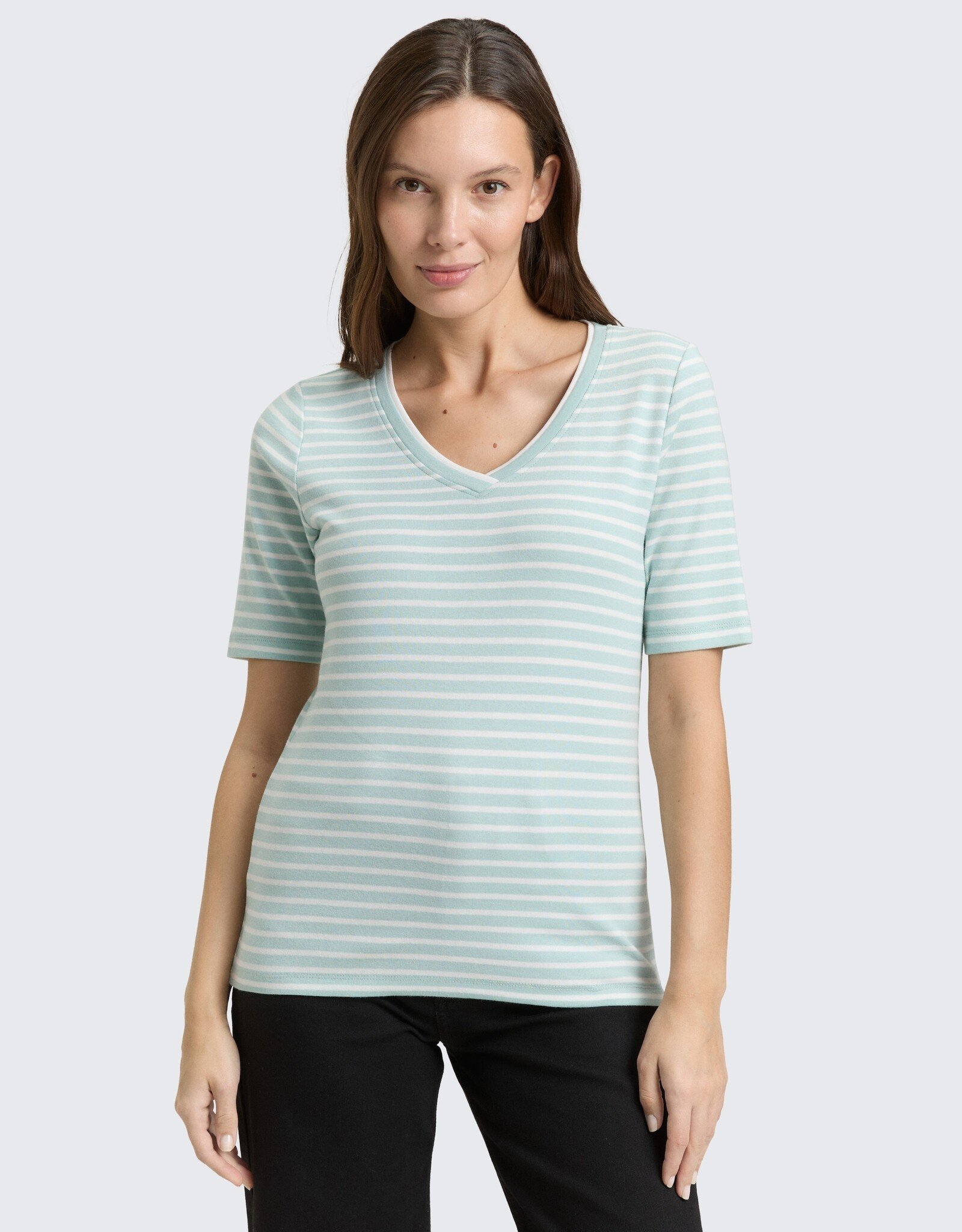 Tom Tailor Striped V-Nk Tee