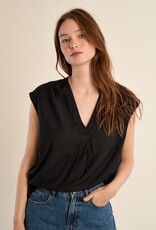 Molly Bracken  Cap Sleeve Front Pleat Blouse