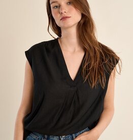 Molly Bracken Cap Sleeve Front Pleat Blouse