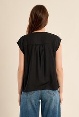 Molly Bracken  Cap Sleeve Front Pleat Blouse
