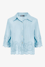 M Made in Italy Embroidered Hem Cotton Blouse