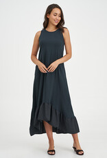 M Made in Italy Long Ruffle Trim Dress