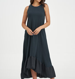 M Made in Italy Long Ruffle Trim Dress