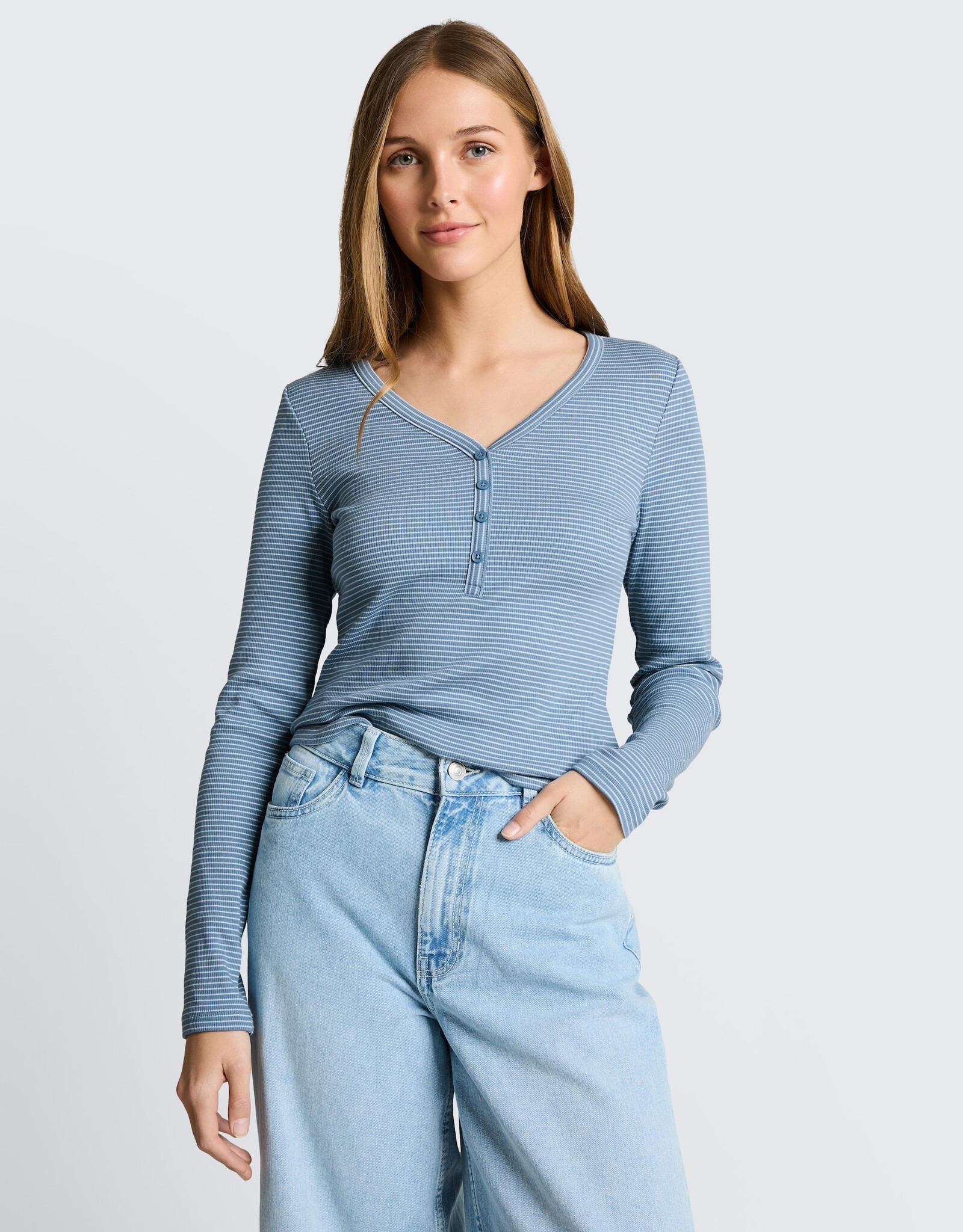 Tom Tailor Striped Henley L/S Top