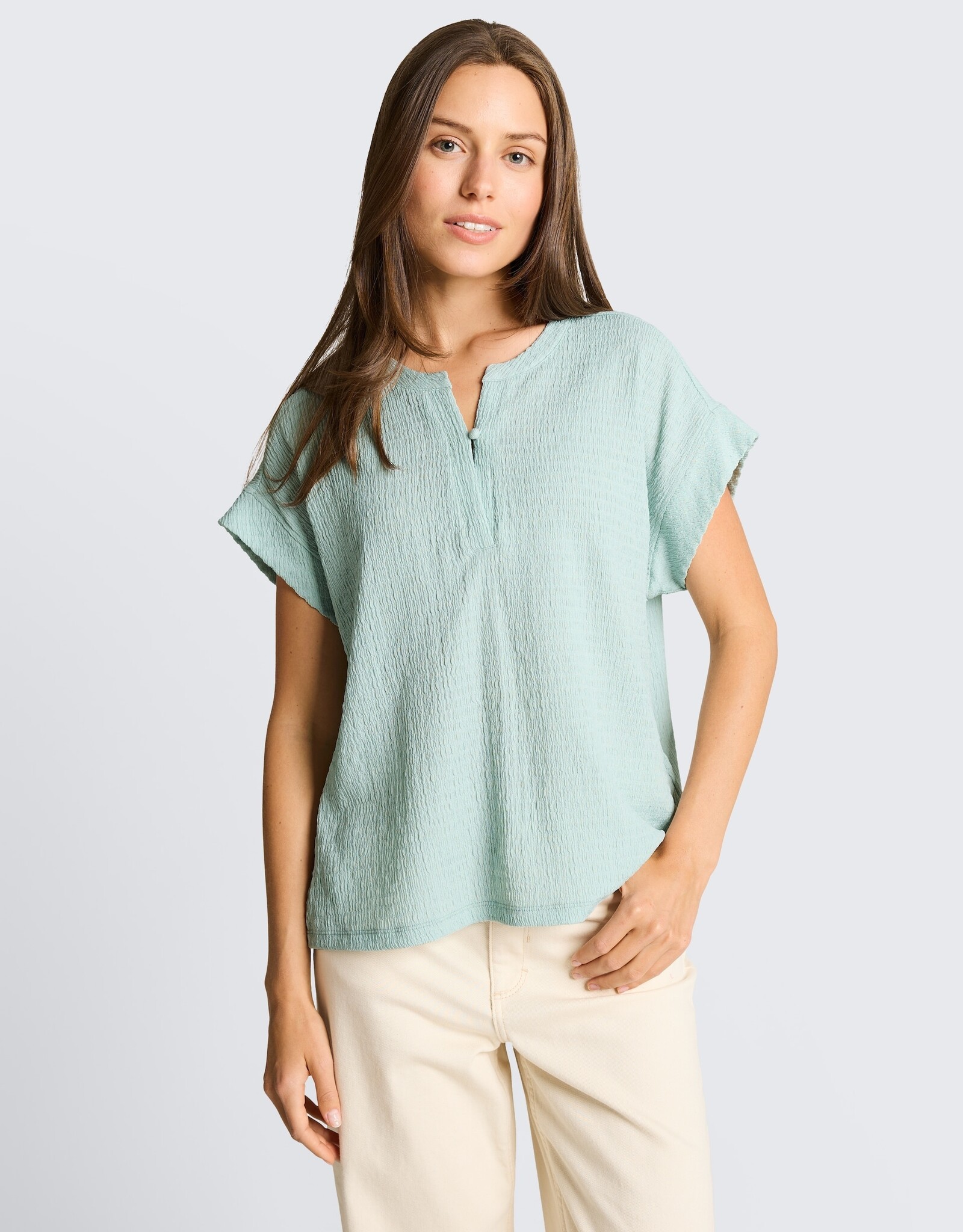 Tom Tailor Henley Rolled Sleeve Top