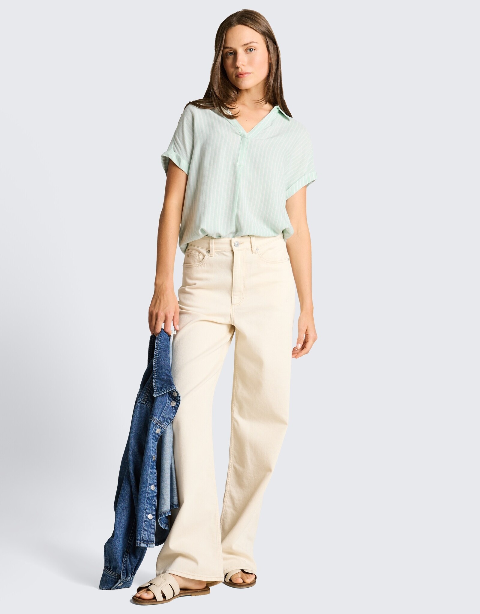 Tom Tailor Loose Fit Striped Henley Blouse