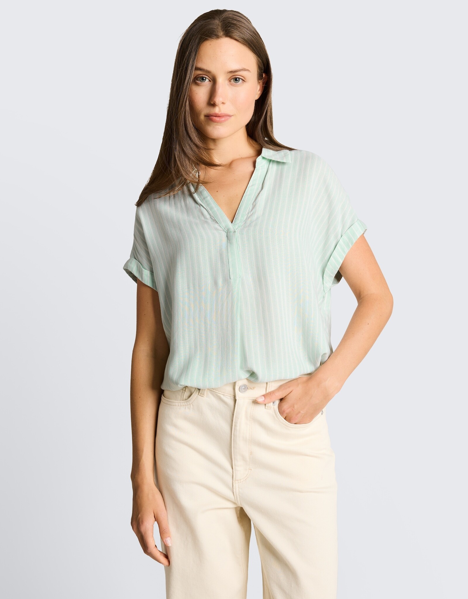 Tom Tailor Loose Fit Striped Henley Blouse
