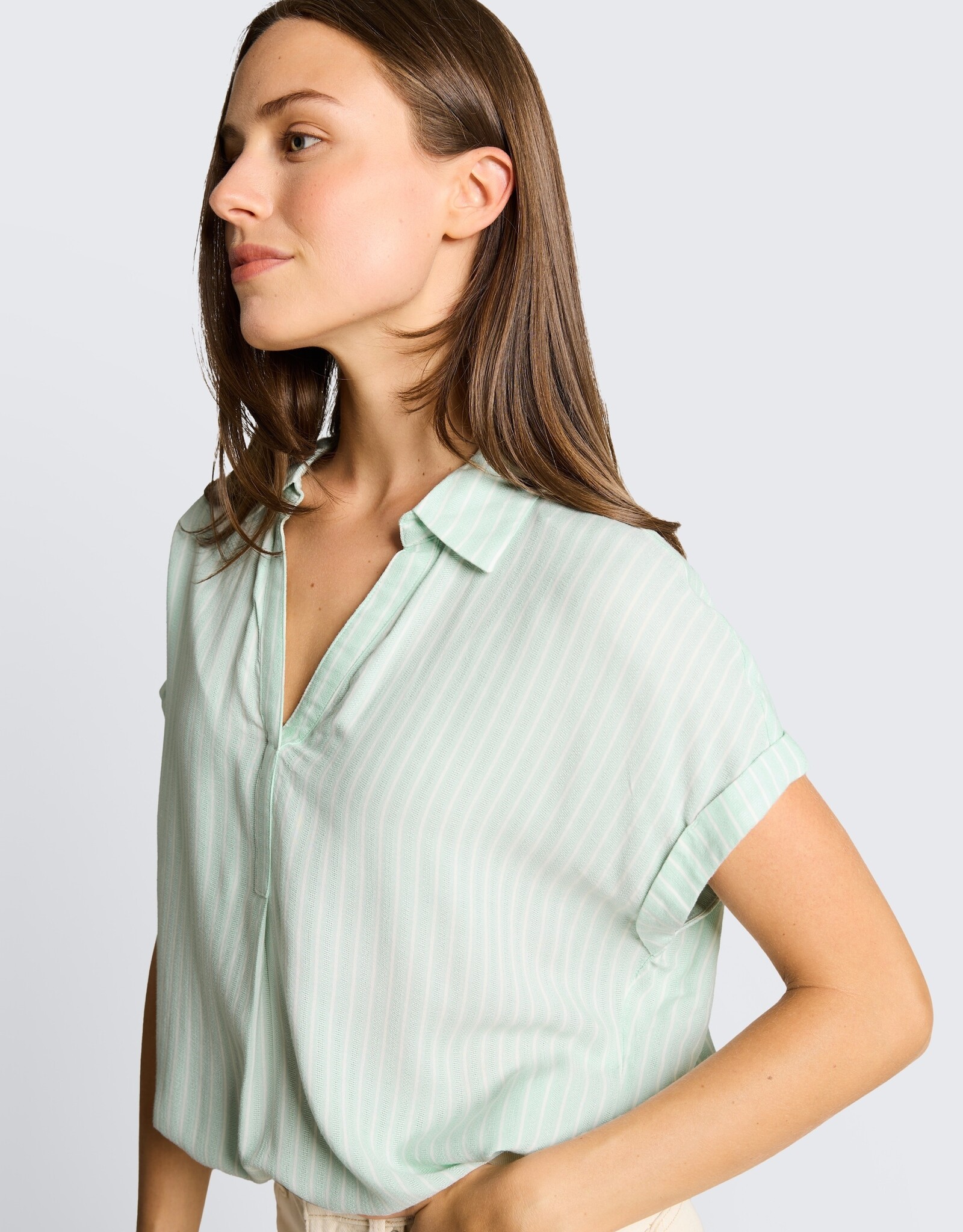 Tom Tailor Loose Fit Striped Henley Blouse