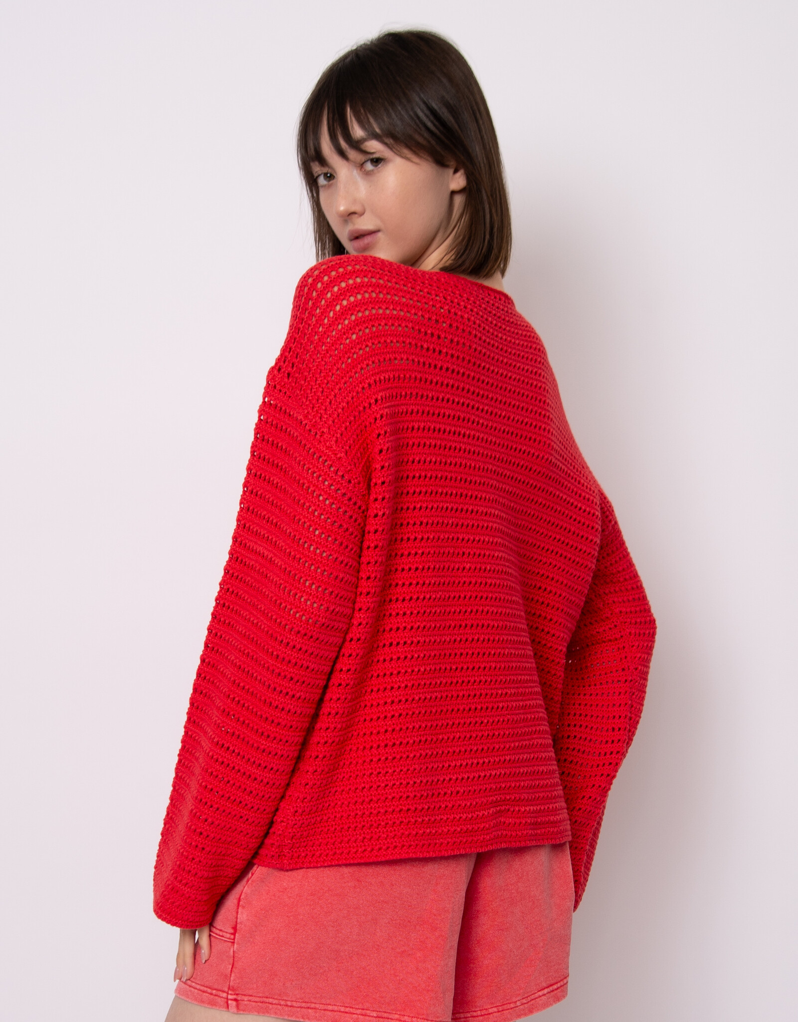 RD Style Moana L/S Henley Crochet Pullover