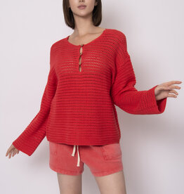 RD Style Moana L/S Henley Crochet Pullover